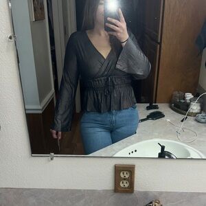 Elegant Black Wrap Top